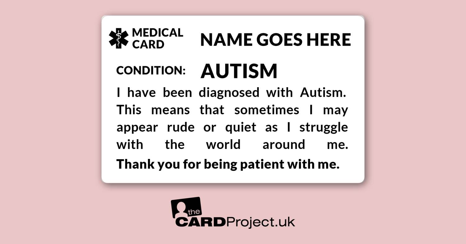 Autism Mono Medical ID Card  (FRONT)